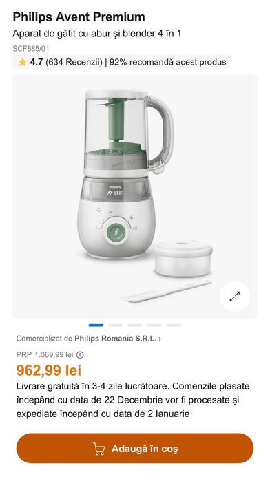 Philips Avent Baby Food Maker 4 in 1 cu factura si garantie!