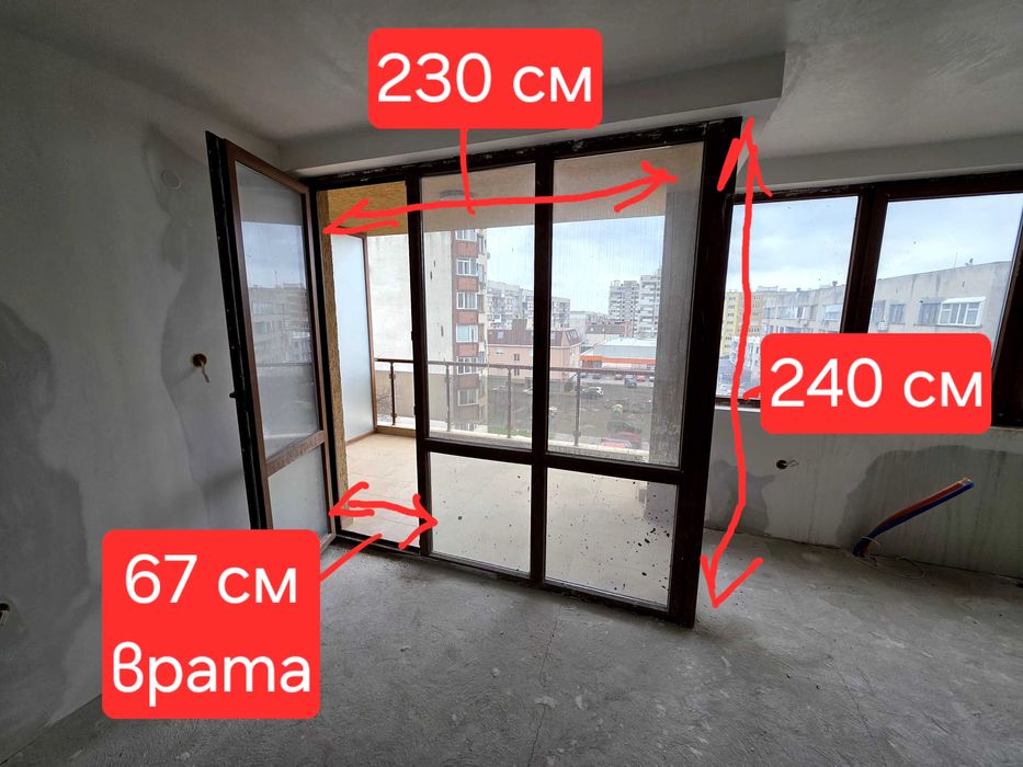 PVC вратопрозорец + отделно крило | 230x240 см | Кафяв