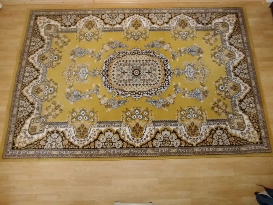 Covor persan din lana, clasic,  mustar