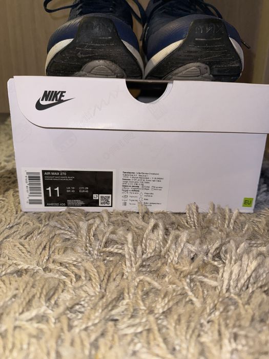 Продавам оригинални Nike aur max 270 navy blue номер-45  29см стелка