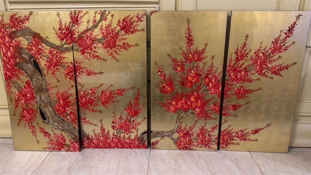 Декоративная картина из 4 панелей в восточном стиле