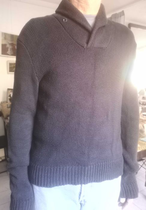 Ralph Lauren RL мъжки пуловер тъмно син памучен  с шал яка