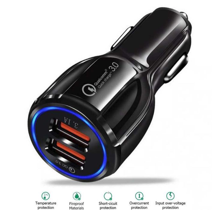 Зарядно за автомобил с два USB порта -  Бързо зареждане