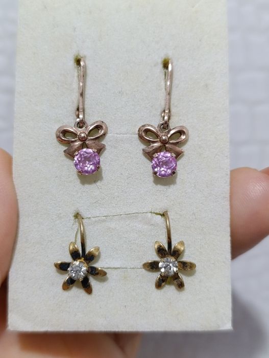 Советские  подростковые серебряные серьги.