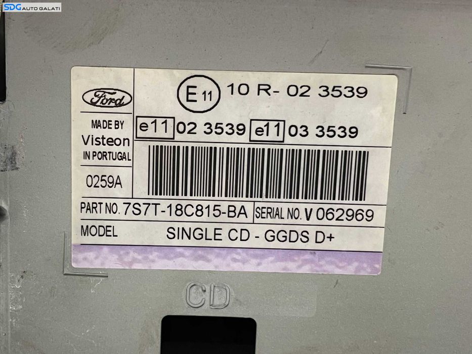 Unitate Radio CD Player Single CD GGDS D+ Ford Focus 2 FL Facelift 2007 - 2010 Cod 7S7T-18C815-BA [L3117]