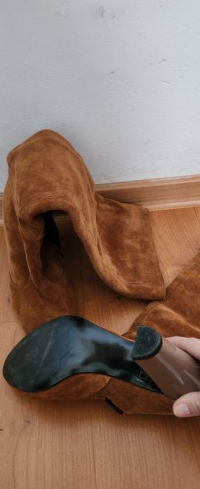 Cizme piele intoarsa camel