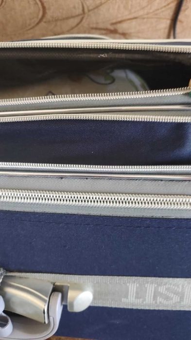 Текстилен КУФАР - син