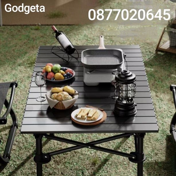 Луксозна къмпинг сгъваема метална маса с удобен калъф в 3 размера