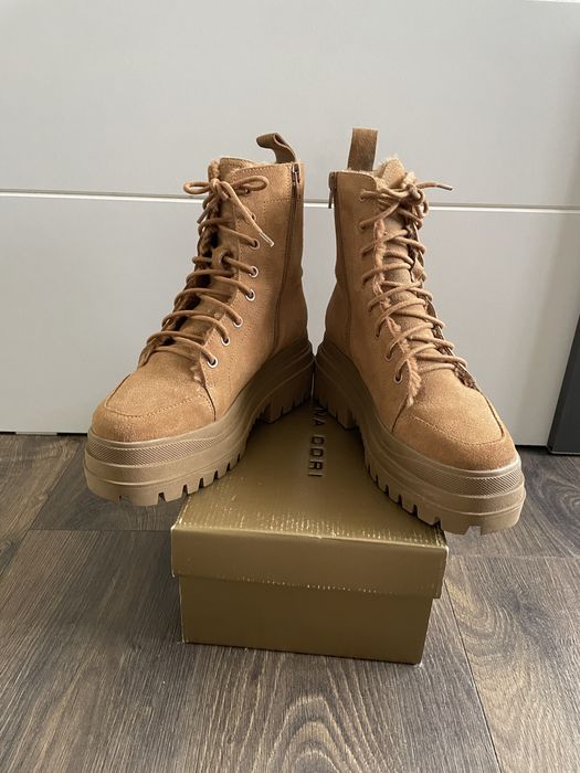 Ghete dama din piele intoarsa, maro, marimea 36