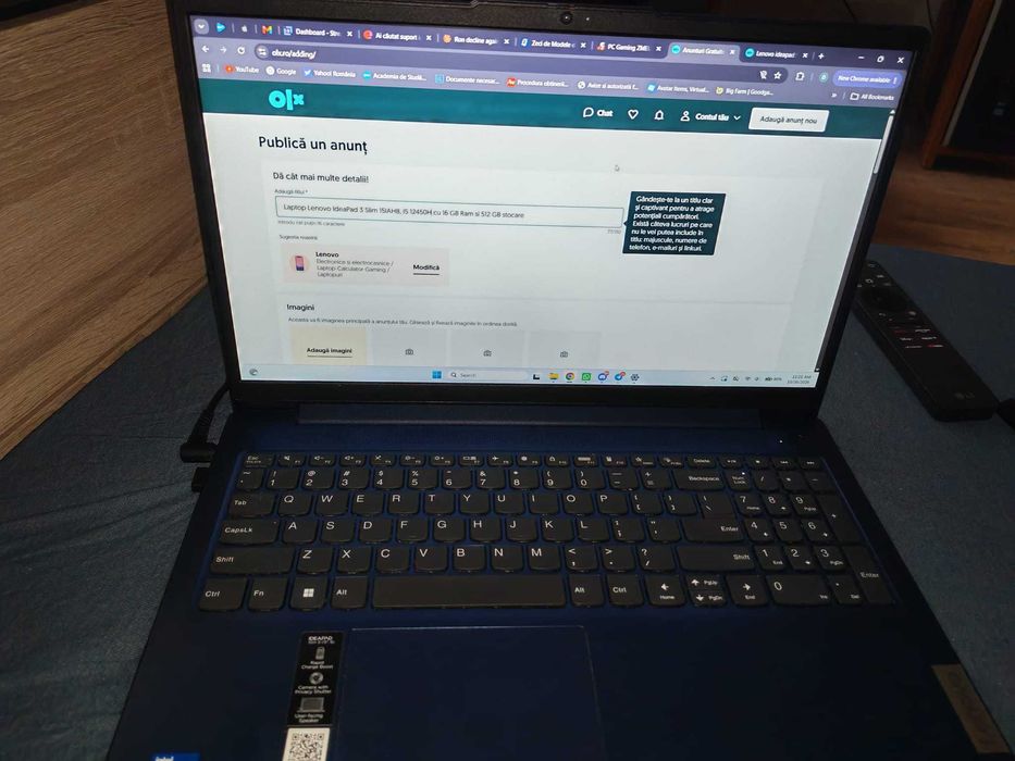 Laptop Lenovo IdeaPad 3 Slim 15IAH8, I5 12450H cu 16 GB Ram si 512 GB stocare