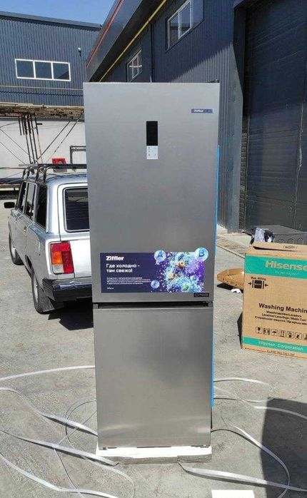 Холодильник Ziffler RFBF400SV Dark No Frost Inverter 409L Silver
