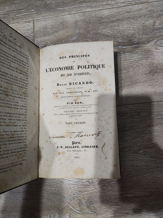 1835 Des Principes de L'economie Politique et de L'impot,David Ricardo