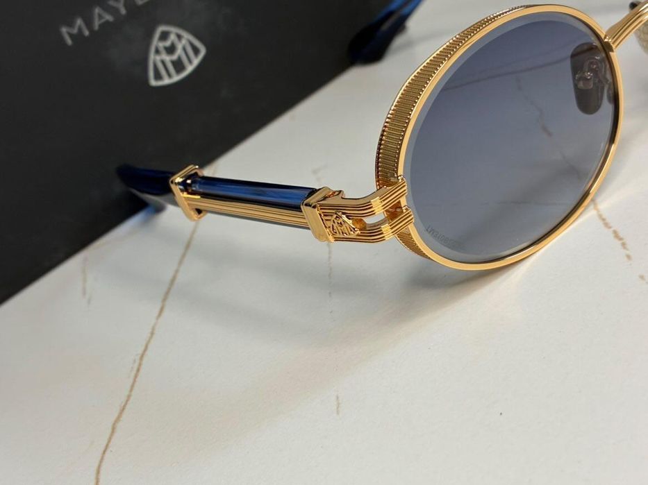 Ochelari de soare Maybach Gold/Blue – Ramă Rotundă Luxury (Noi, cu cutie)