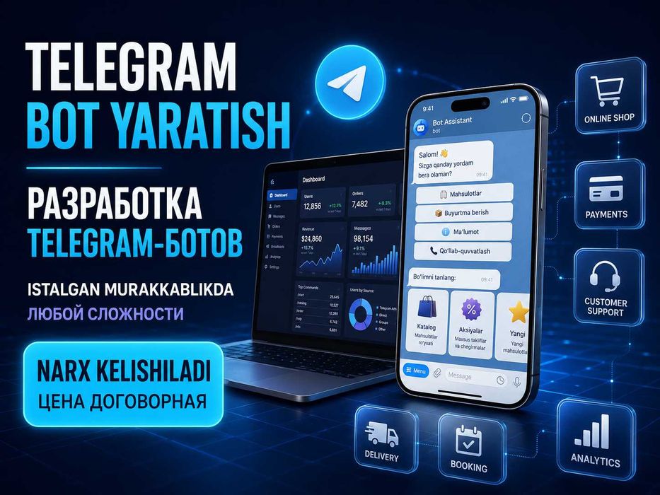 Sayt, telegram bot va ilovalar yasash xizmatlari