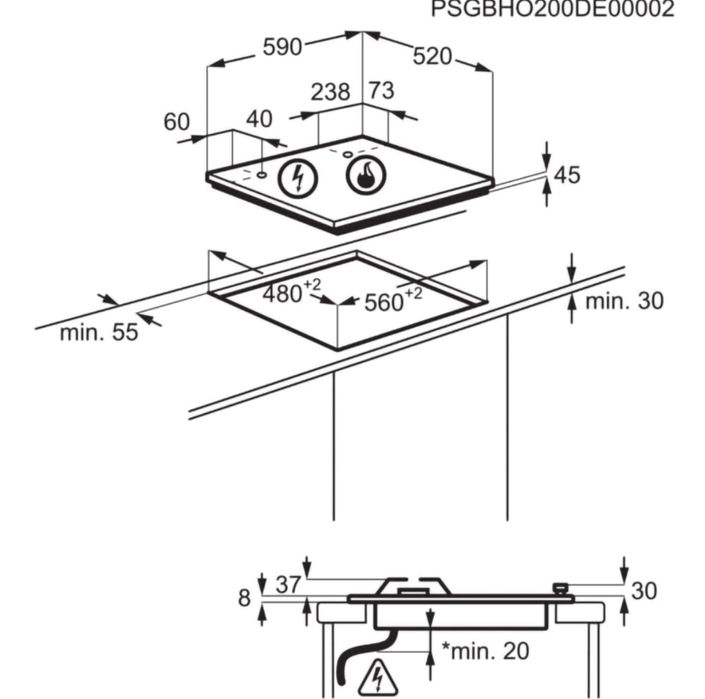Plita incorporabila ELECTROLUX KGG64362K, Gaz, 4 arzatoare, Wok, negru