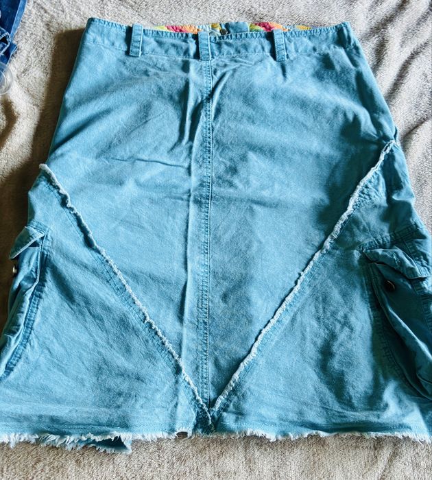 Fustă Culoare Bleu Deschis, Stil Casual/Cargo, 100% Bumbac