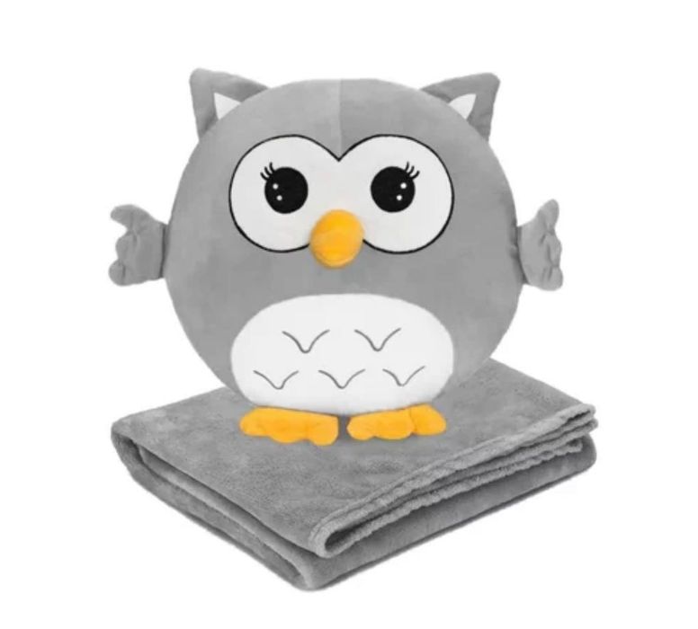 Игрушка-подушка с пледом Сова в ассортименте