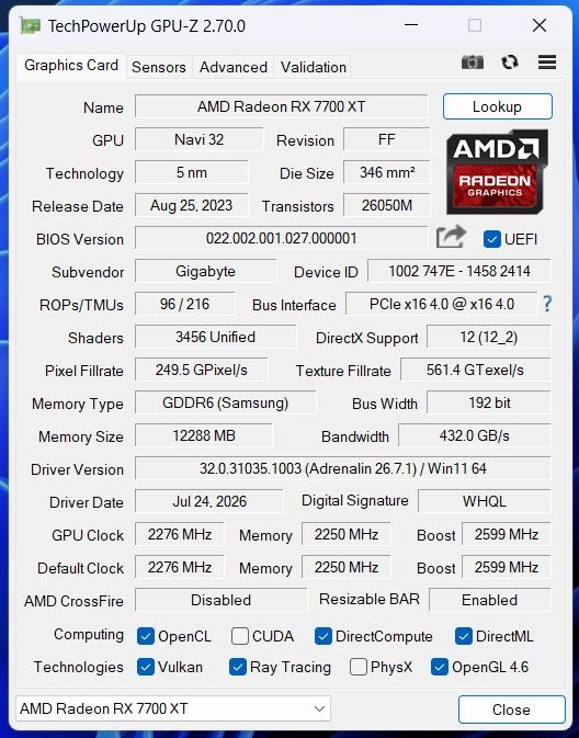 AMD Radeon RX 7700 XT