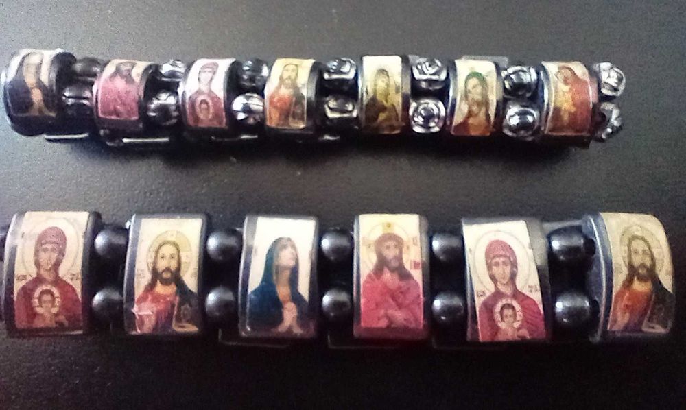 Două bratari ortodoxe grecesti vechi magnetizat din hematit