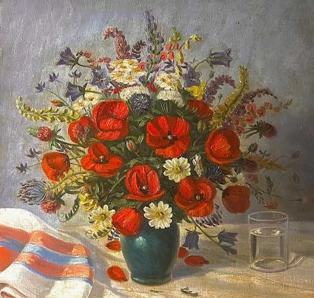 Tablou VECHI. "FLORI" 80x60cm+R ulei/pz Ferenc F Háromházi (1908-1983)