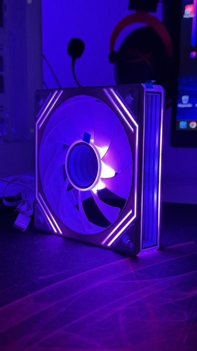 Set 3 Ventilatoare 120 mm Acegeek Neon ARGB, PWM, Infinity Mirror, White