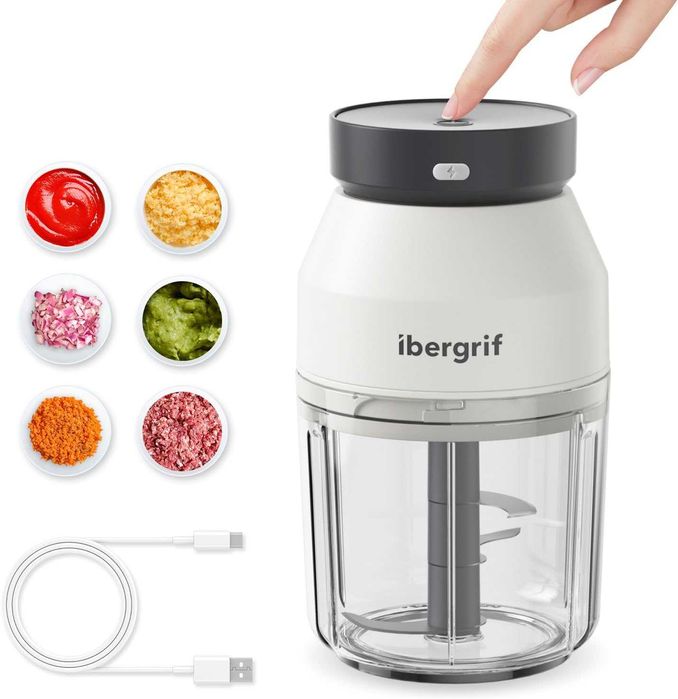 Ibergrif M503 Електрическа мултицет машина за нарязване на лук 400 мл, USB зареждане, преносимост, електрически, универсален чопър, С ДЕФЕКТ
