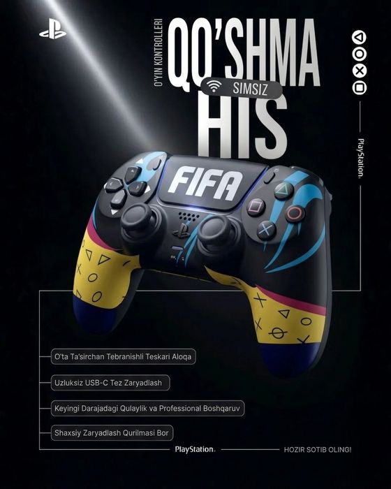 Dualshock PlayStation 4 controlleri, joystick. Quvvatlagichi bilan