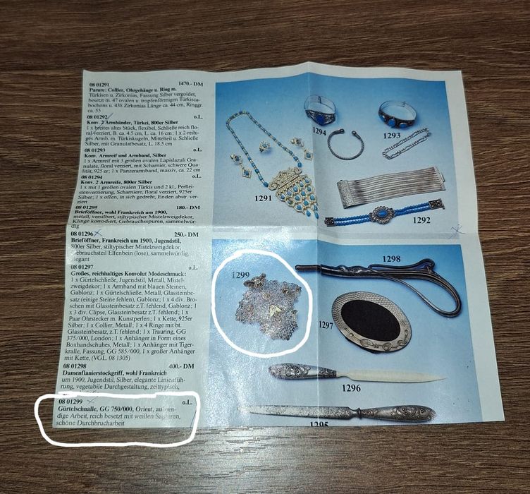 Magnifică Cataramă Antică din Aur de 18K și Safire Albe – Artă Orientală/Otomană
