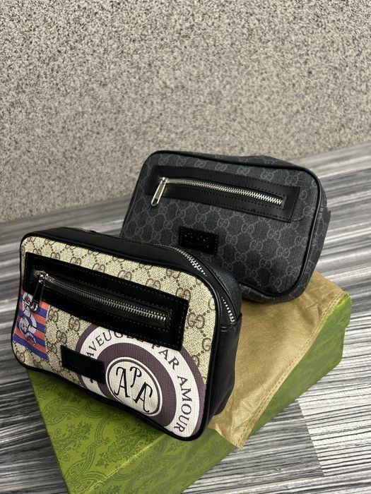 Borseta Gucci GG Supreme negru/gri sau bej midel clasic