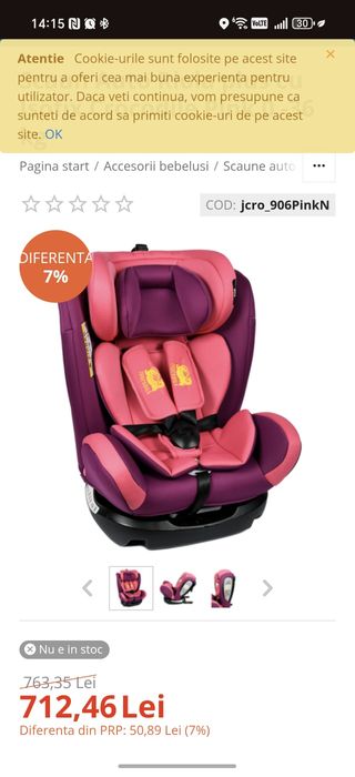 Scaun Auto Riola plus cu Isofix Crocodile Pink 0 -36 kg