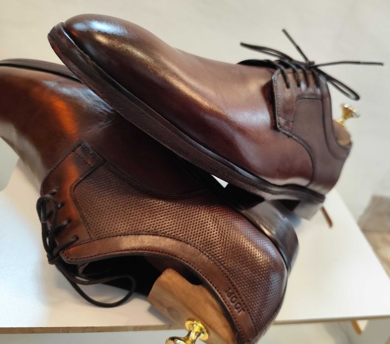 Pantofi derby 42.5 43 plain toe JOOP ! piele naturala moale maro