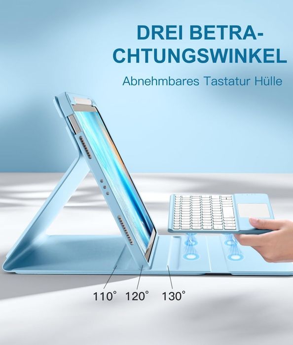 Husă iPad Air 10.9/11 cu tastatură și touchpad albastru