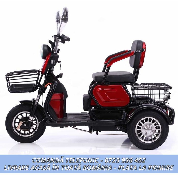 Tricicleta electrica 3 scaune reglabile, adulti si varstnici FARA PERMIS - PROMOTIE% Livrare GRATUITA acasa in toata Romania! - 60v20ah FULL ECHIPATA!