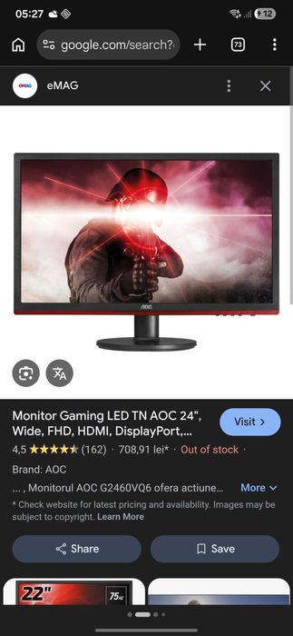 Vand monitor AOC 1MS 75hz