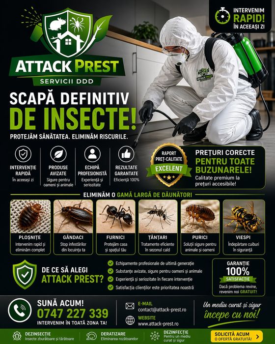 Servicii Dezinsecție ( ploșnițe, gândaci , furnici )