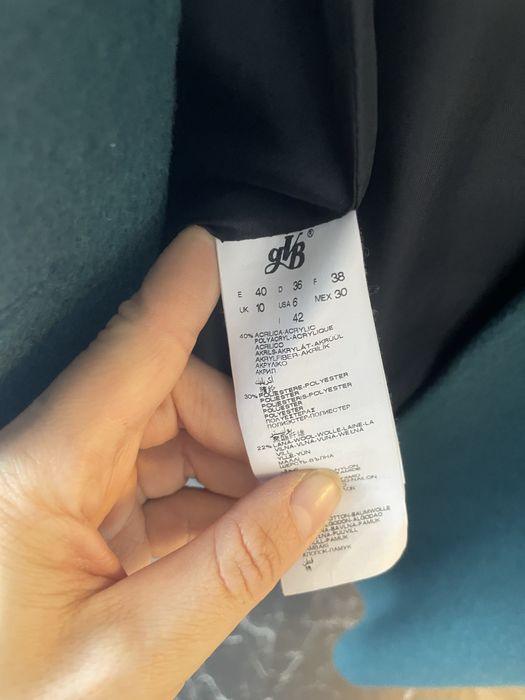 Palton turcoaz cu maneci trei sfert