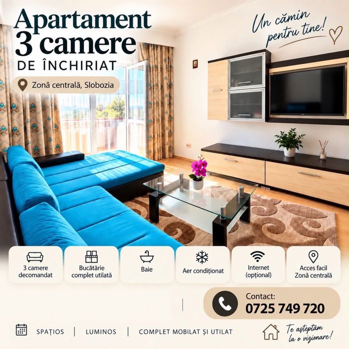 Apartament 3 camere de inchiriat