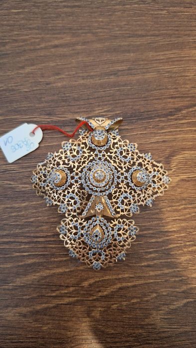 Magnifică Cataramă Antică din Aur de 18K și Safire Albe – Artă Orientală/Otomană