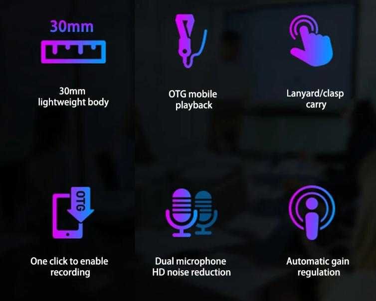 3см Диктофон Гласова Активация 2х Микрофона Подслушване Аудио Рекордер