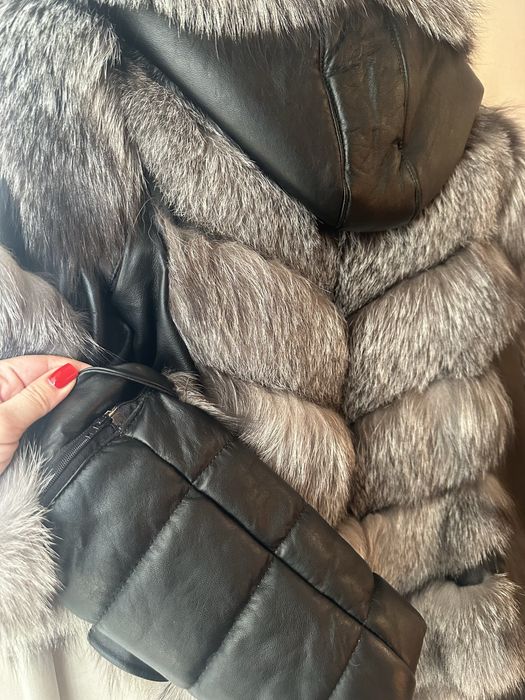 Geaca blana si piele naturala S/M