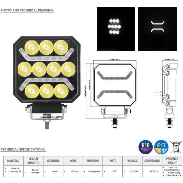 Proiector led  Lampa de lucru 10LED kamar l0184 10 x 10 x 3.65cm