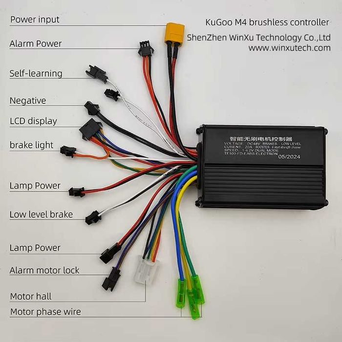 Controller 20A 36v/48v/52v + Display Tf-100 + Acceleratie 500w 1000w