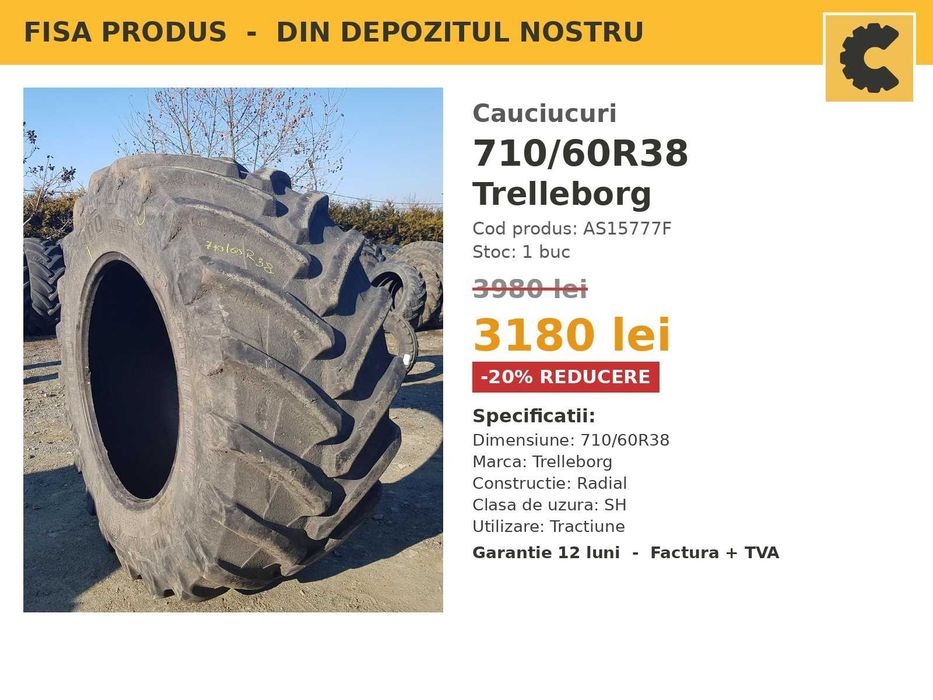 Cauciucuri 710/60R38 Trelleborg Anvelope Tractor SH Garantie REDUS