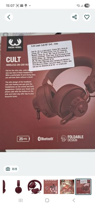 Casti On-Ear Fresh 'n Rebel Cult, Bluetooth, Autonomie 20 ore