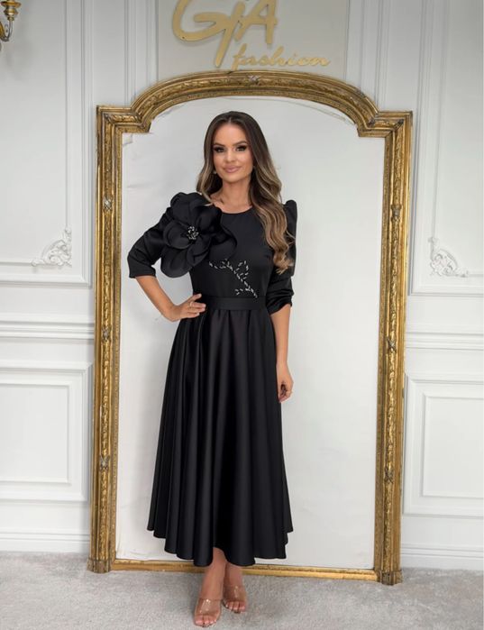 Платье вечернее миди для девочек и келинки, черное