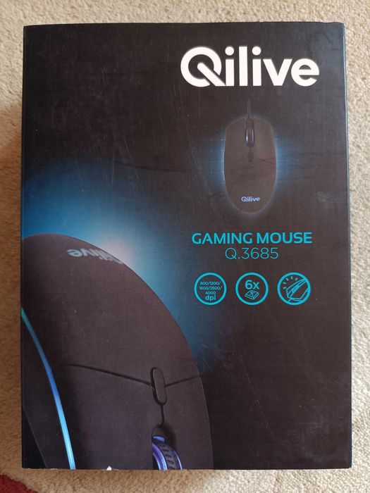 Mouse Gaming QILIVE Q.3685, lumină RGB, 4000 DPI, cablu USB 1,8 m - NOU / SIGILAT