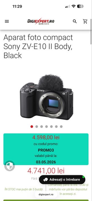 Camera foto Sony ZV-E10 II Body ! Mirrorless 4k ! 0 cadre !