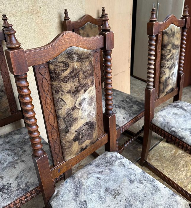 4 buc Scaun Vintage din lemn masiv sculptate stil Baroc