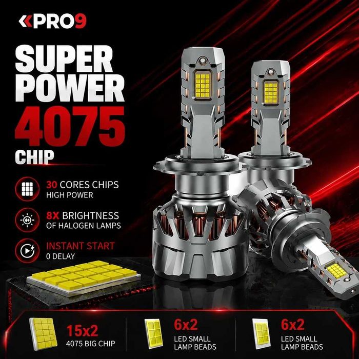 LED крушки H4 100W 6000K 16000lm 12-24V 2 ГОДИНИ ГАРАНЦИЯ