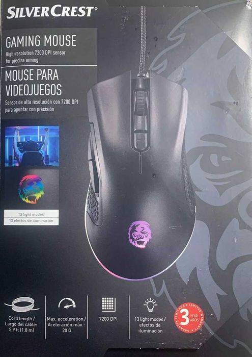 SilverCrest - Кабелна геймърска мишка с висока резолюция 7200 DPI